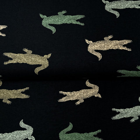 Crocodile noir - Jersey imprimé