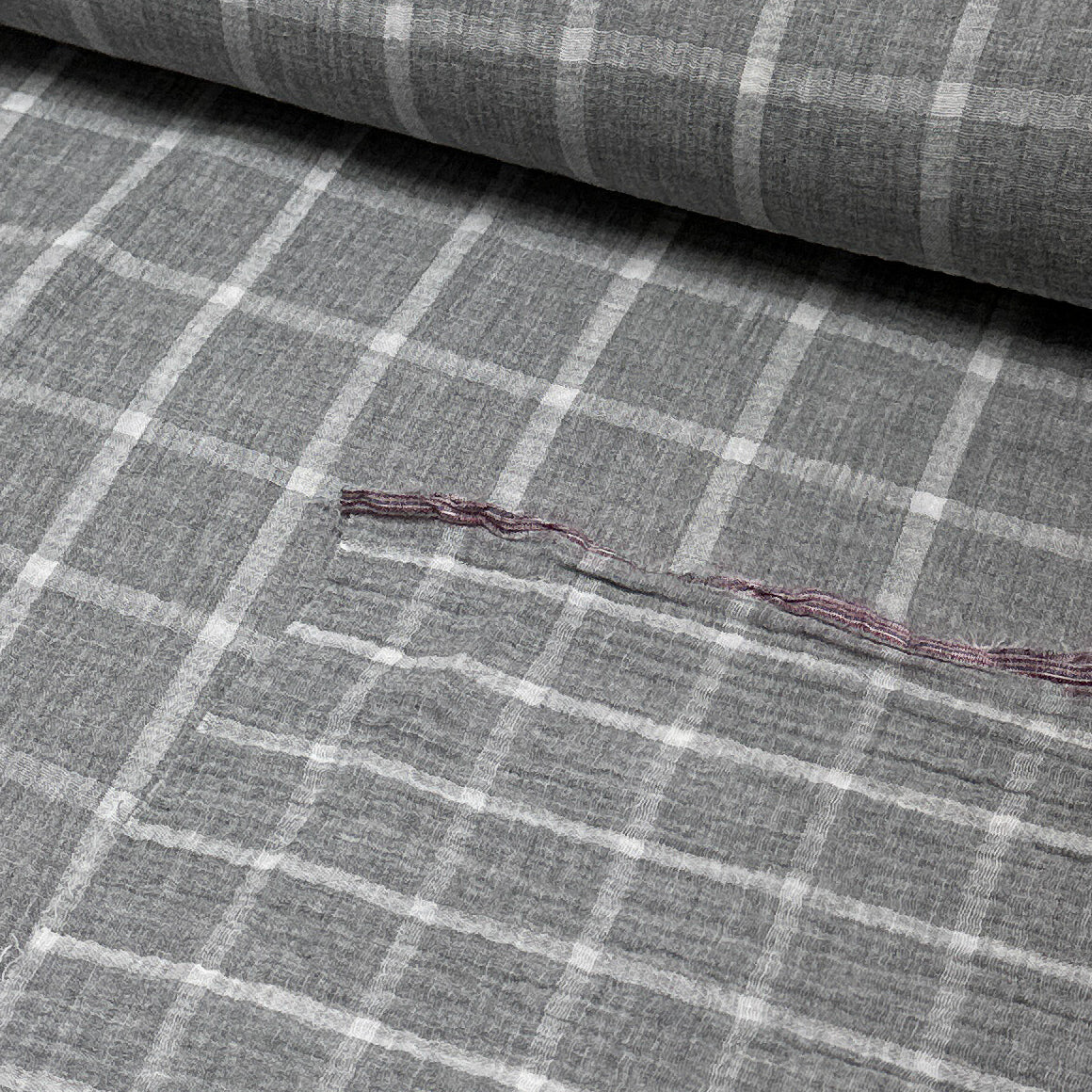 Pale gray checks - Reversible cotton muslin