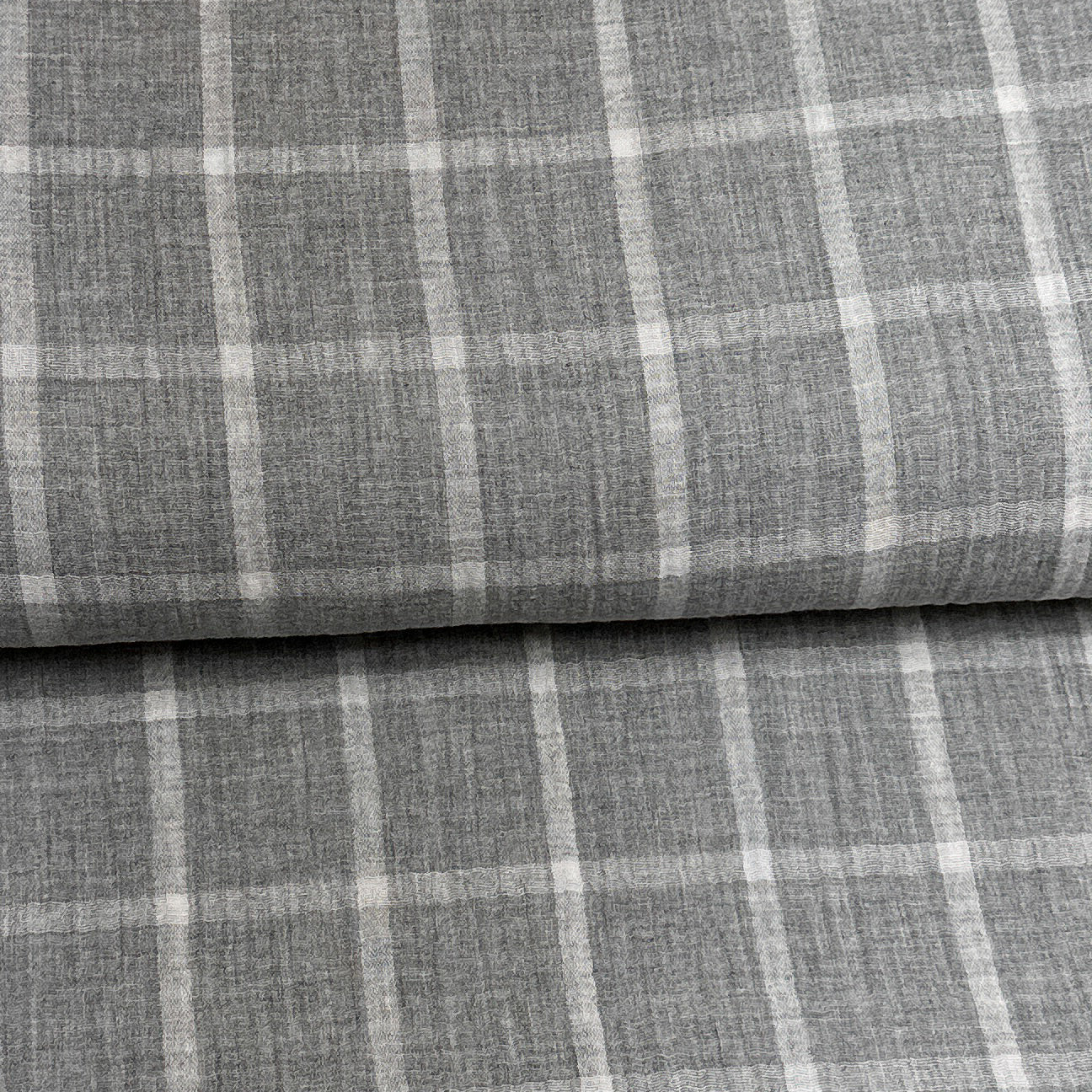 Pale gray checks - Reversible cotton muslin