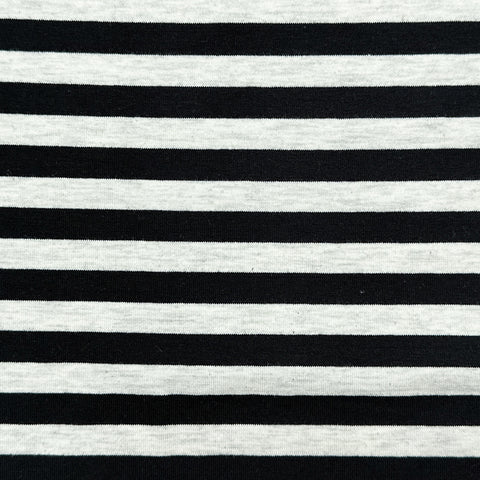 Ligné noir et gris chiné 1 cm - Jersey ligné