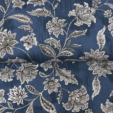 Motif floral bleu - Canevas imprimé