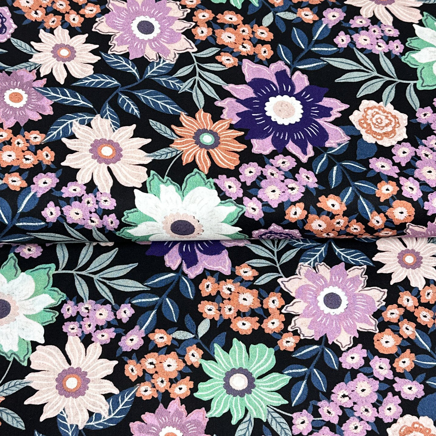 Black floral - Fine cotton poplin