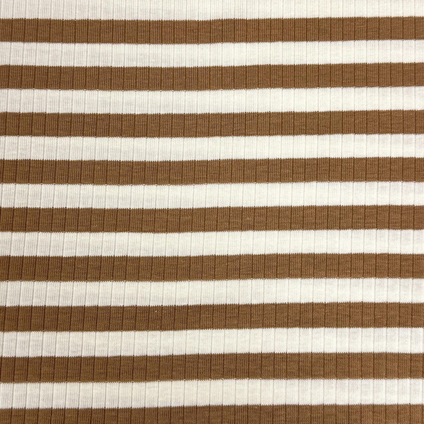 Ligné camel/écru - Jersey côtelé imprimé