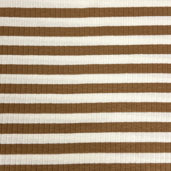 Camel/cream stripe - Ribbed jersey print