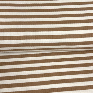 Camel/cream stripe - Ribbed jersey print