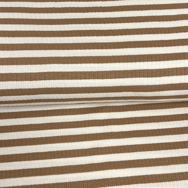 Camel/cream stripe - Ribbed jersey print