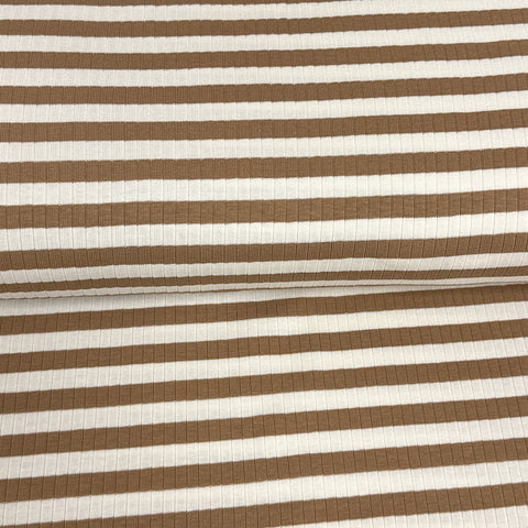 Camel/cream stripe - Ribbed jersey print