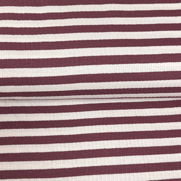 Dark blush/cream stripe - Ribbed jersey print