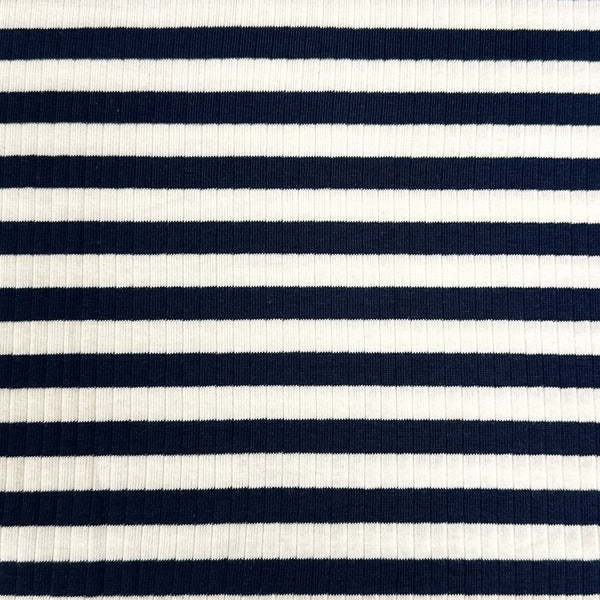 Navy/cream stripe - Ribbed jersey print