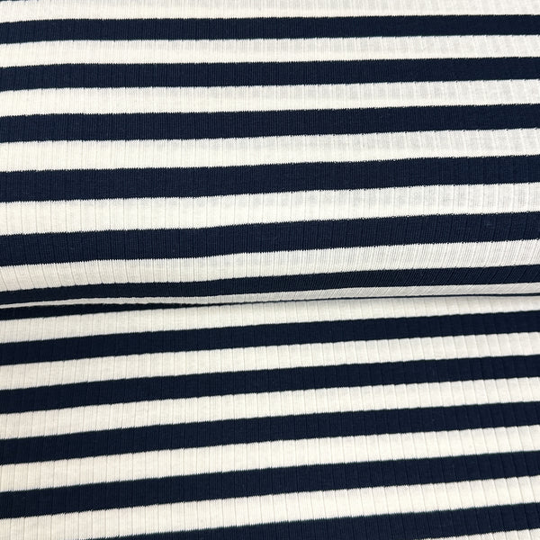 Navy/cream stripe - Ribbed jersey print