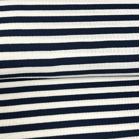 Navy/cream stripe - Ribbed jersey print