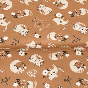 Caramel Cats - Fine organic cotton poplin