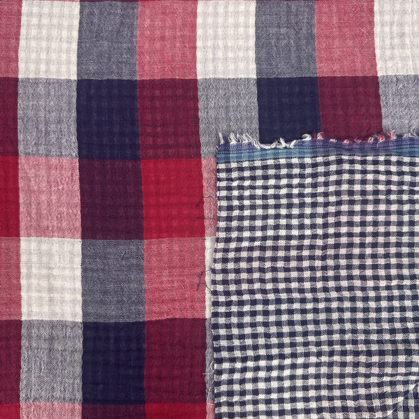 Navy checkered - Reversible cotton muslin