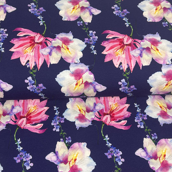 Big flowers navy - Printed jersey