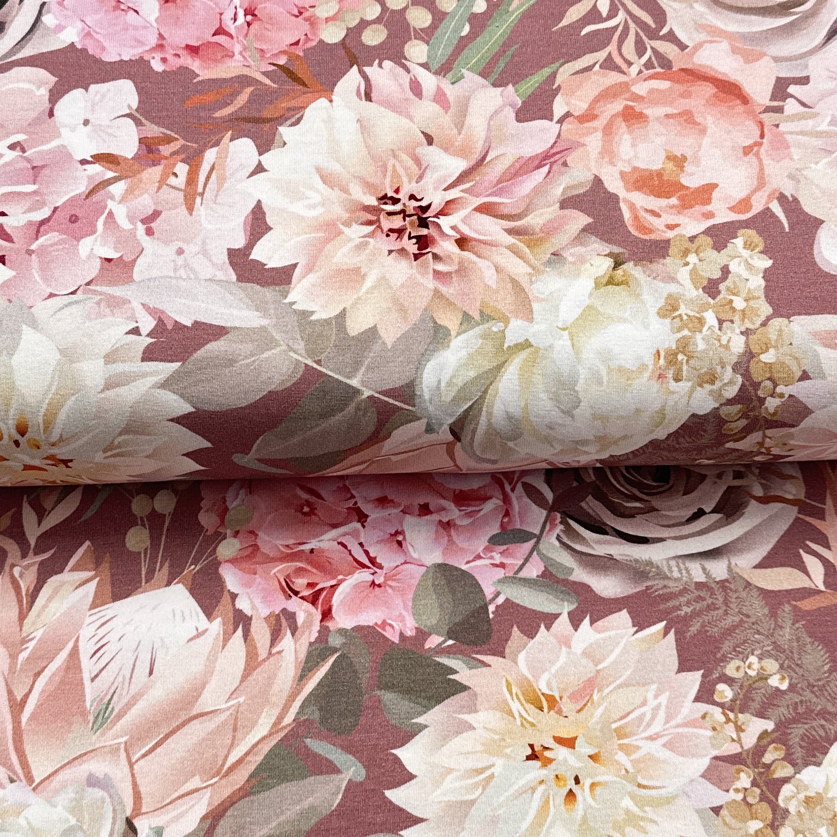 Rose hydrangea - ERNST TEXTIL - Organic printed jersey