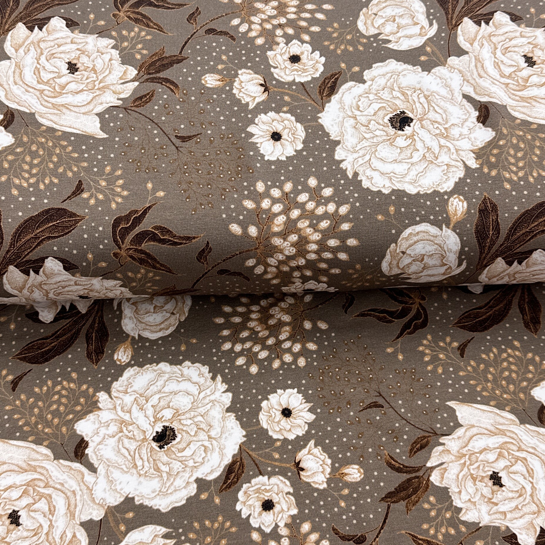 Grey Roses - ERNST TEXTIL - Organic Printed Jersey