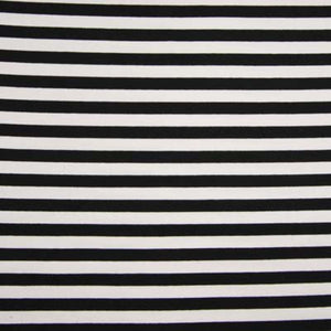 End of roll 14 cm - Black and white striped 1.3 cm - French Terry striped