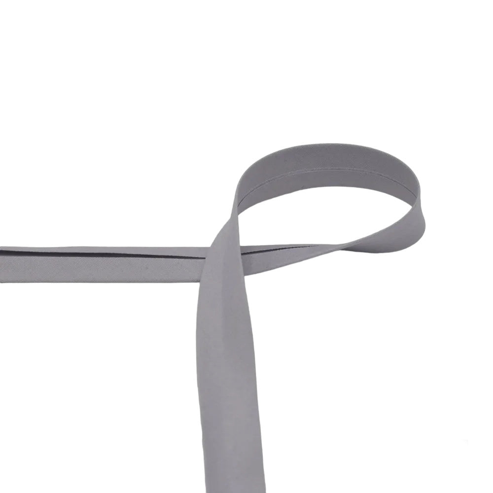 Silver - 20mm single fold cotton bias