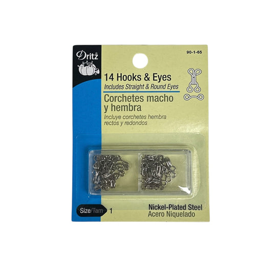 Crochets et oeillets de fermeture No.1 Dritz - Argent - Paquet de 14