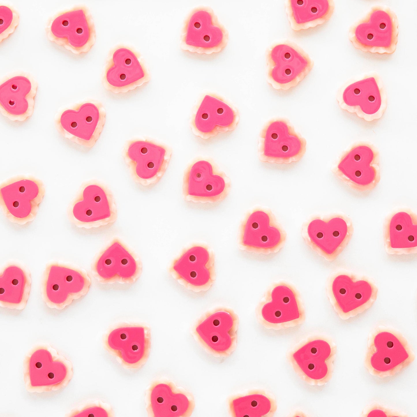 Boutons Petits Cœur Rose 5/8"