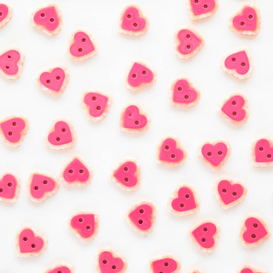 Boutons Petits Cœur Rose 5/8"