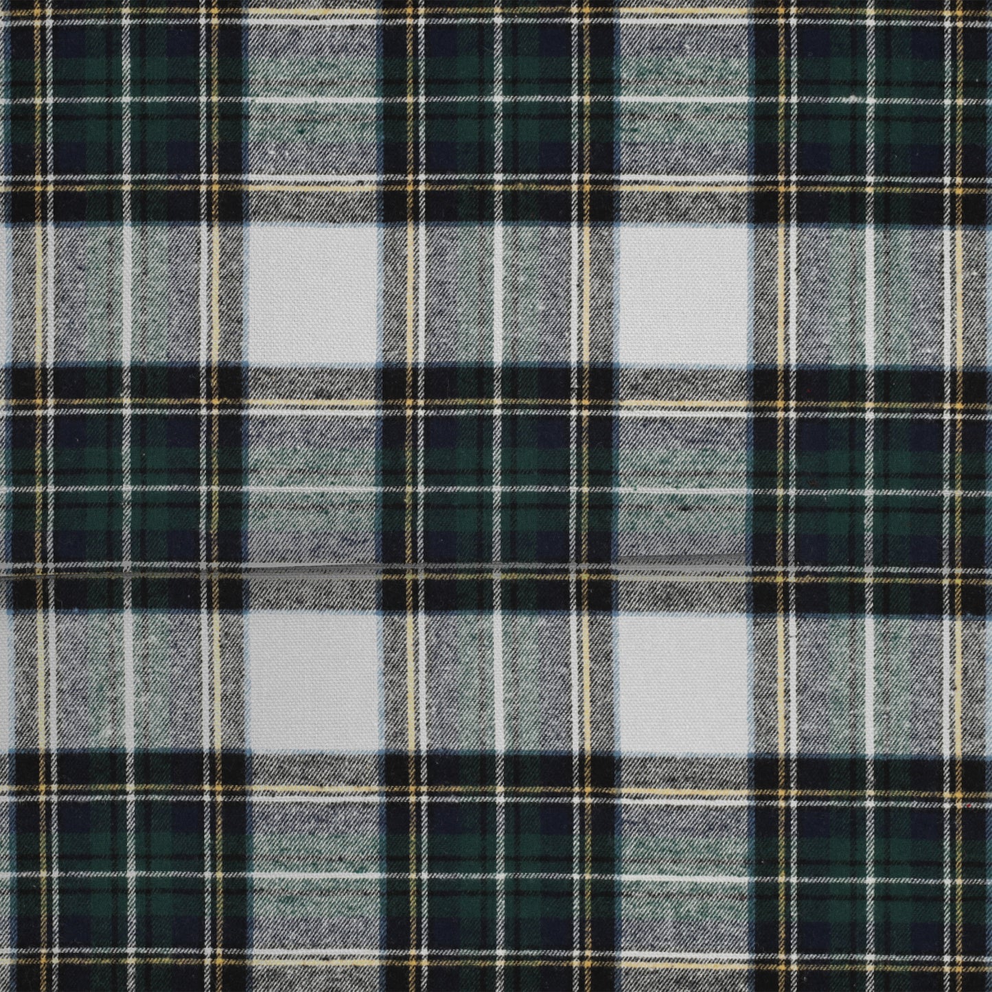 Fin de rouleau 70 cm - Carreaux Vert/Écru - Coton brossé