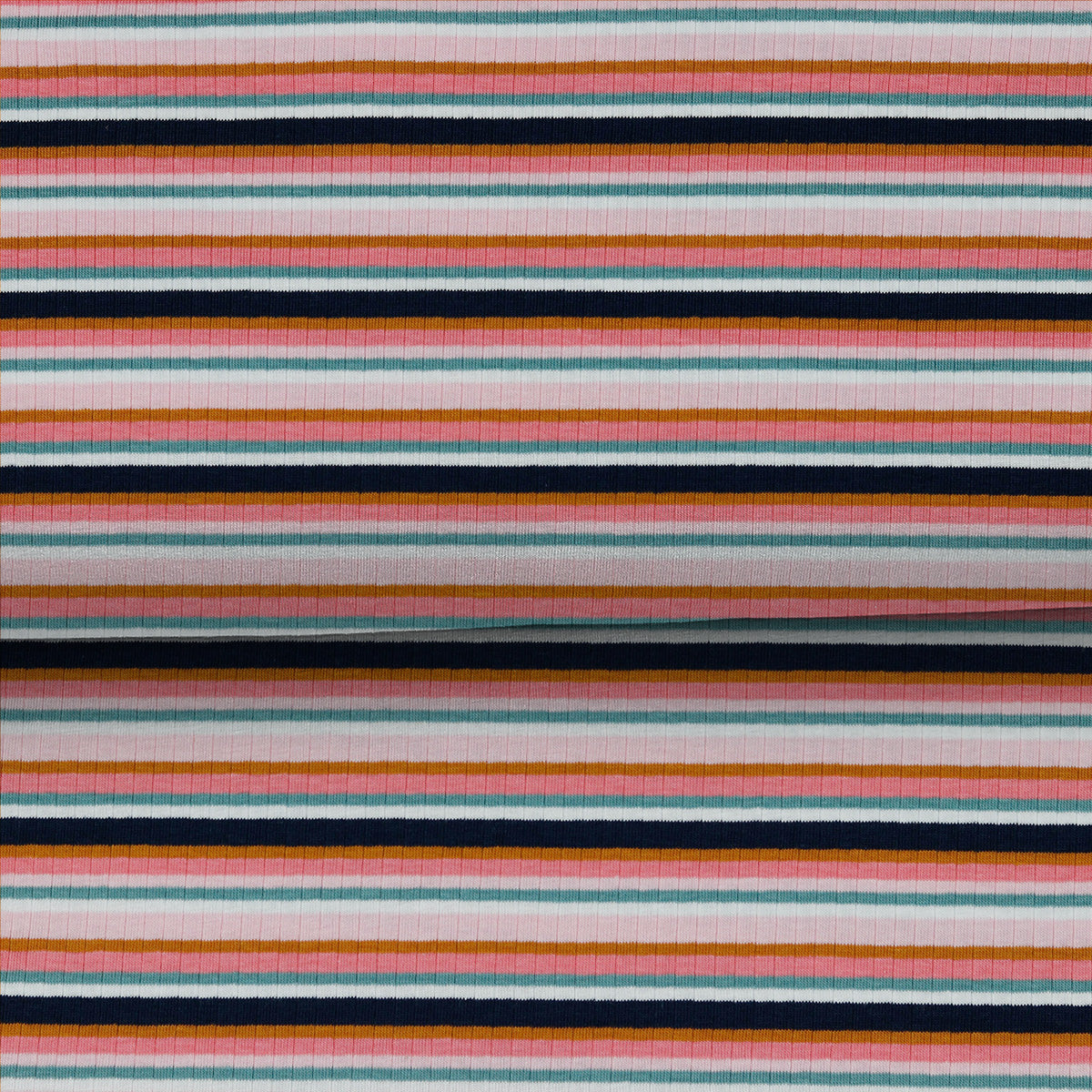 Ligné multicolore - Jersey côtelé imprimé