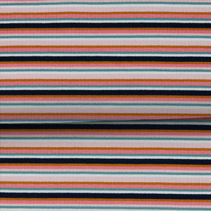 Ligné multicolore - Jersey côtelé imprimé