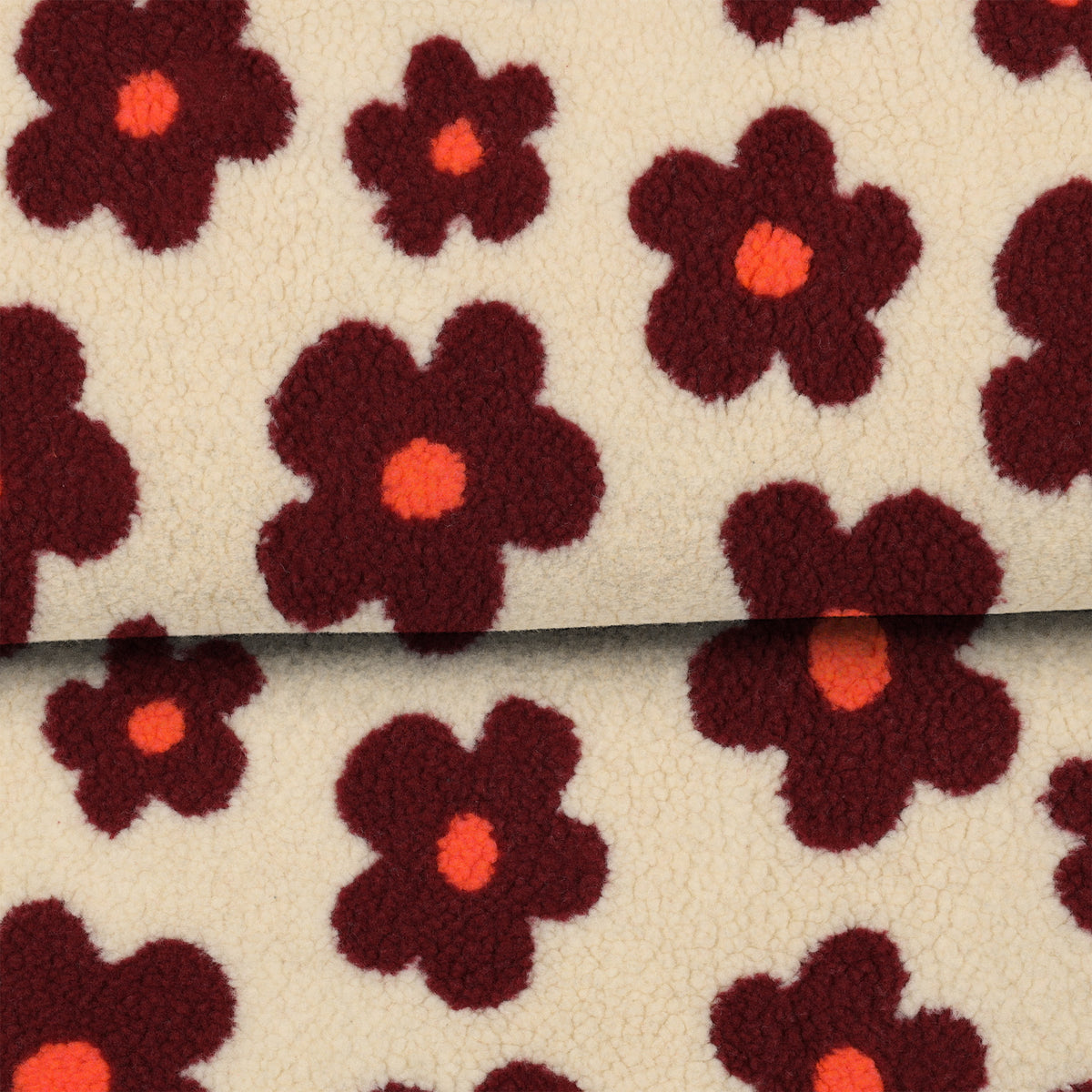 Grosses fleurs beige - Teddy jacquard