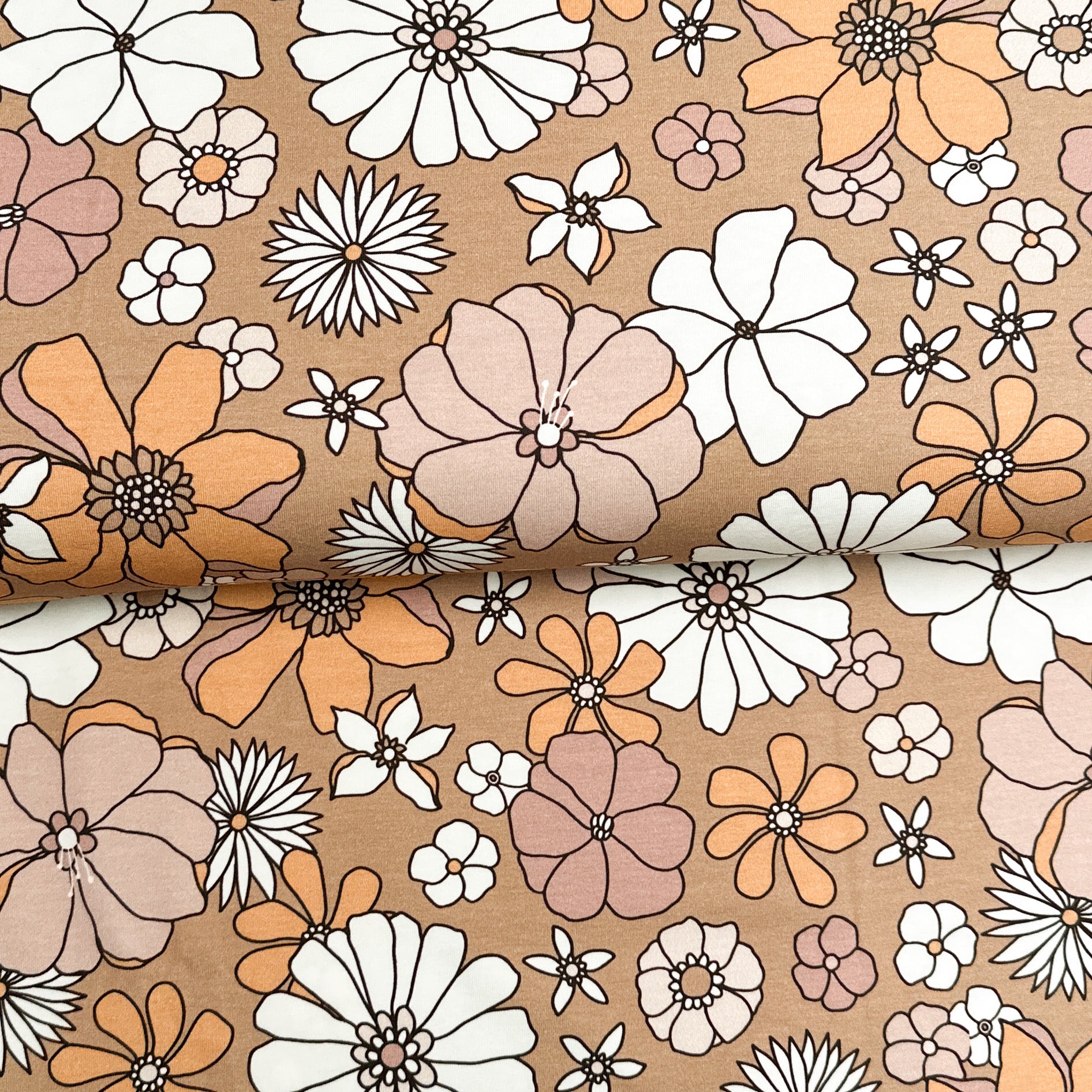 Brown Floral Twist - NON NON OUI - Printed Jersey