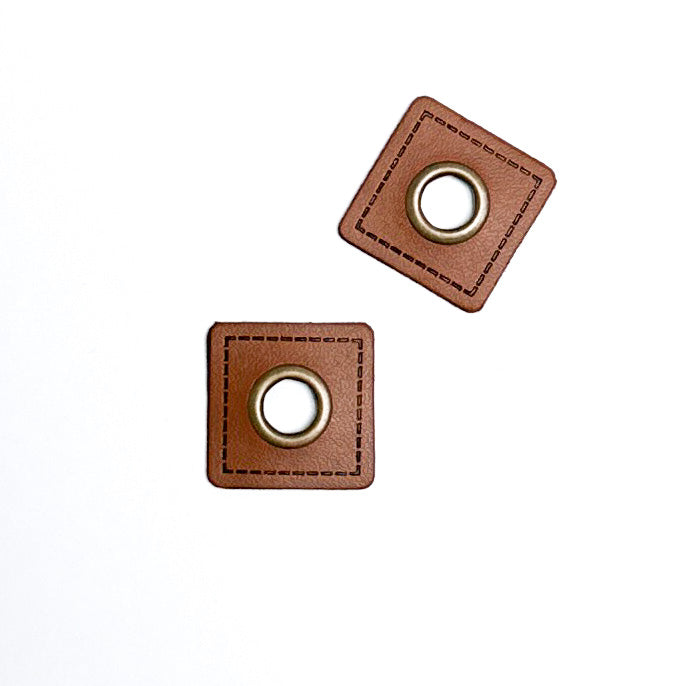 Patches en faux cuir avec oeillets - Cognac - Paquet de 2