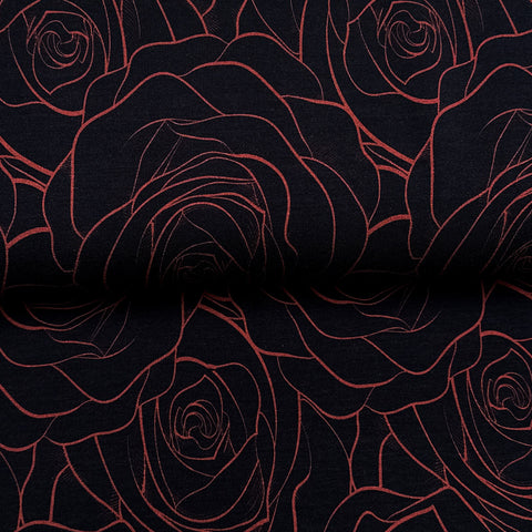 Fin de rouleau 39 cm - Roses rouille - French Terry imprimé