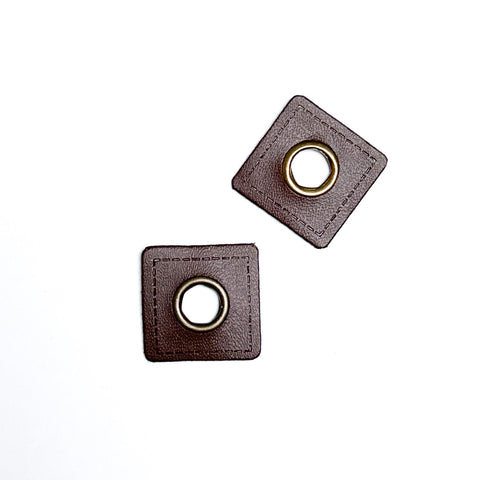 Faux Leather Eyelet Patches - 2 Pack - Brown