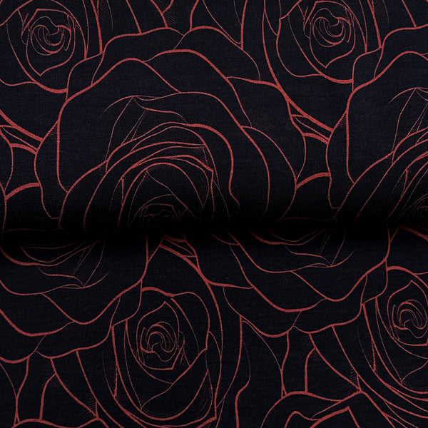Roses rouille - French Terry imprimé