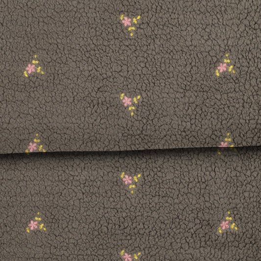 Mini fleurs gris - Teddy brodé de fleurs