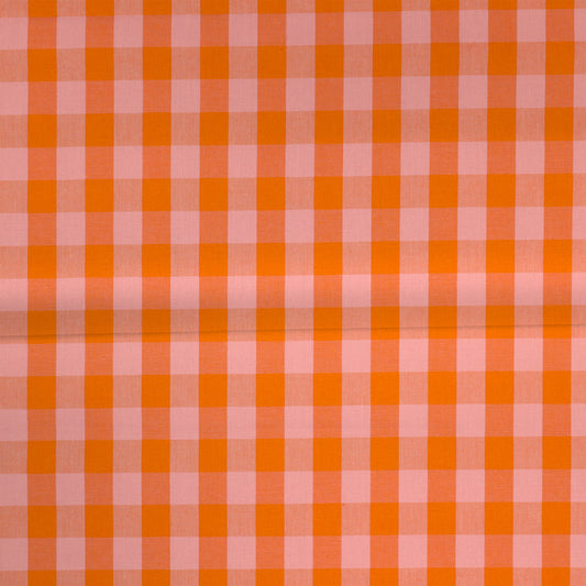 Carreaux Orange/Saumon - Coton teint sur fil