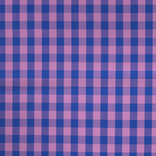 Carreaux Rose/bleu - Coton teint sur fil