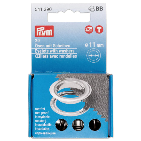 Prym eyelets with washers 8 mm (24 pieces) - Silver