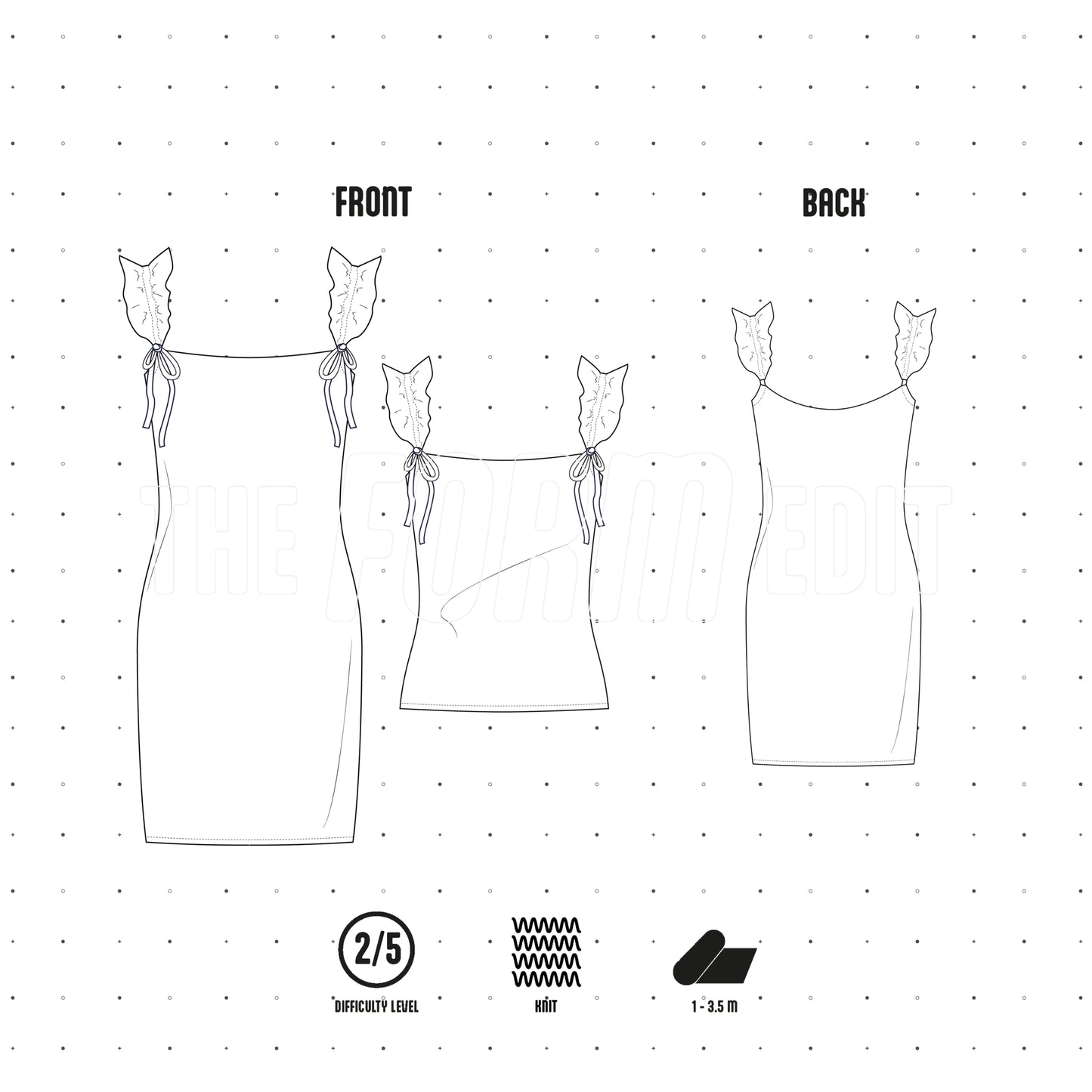 DR001 - Robe doublée en tricot avec bretelles ajustables et volants