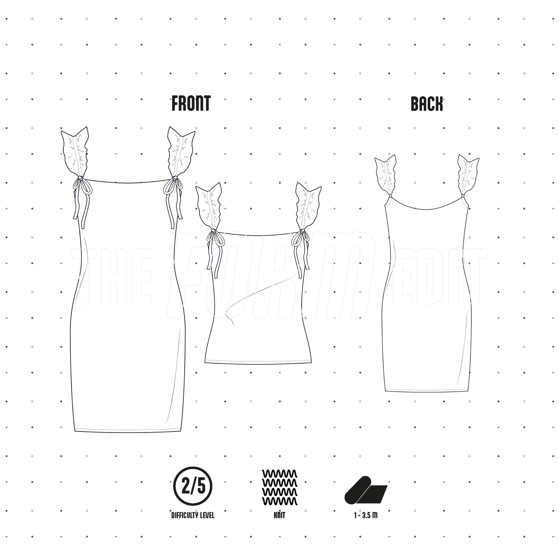 DR001 - Robe doublée en tricot avec bretelles ajustables et volants