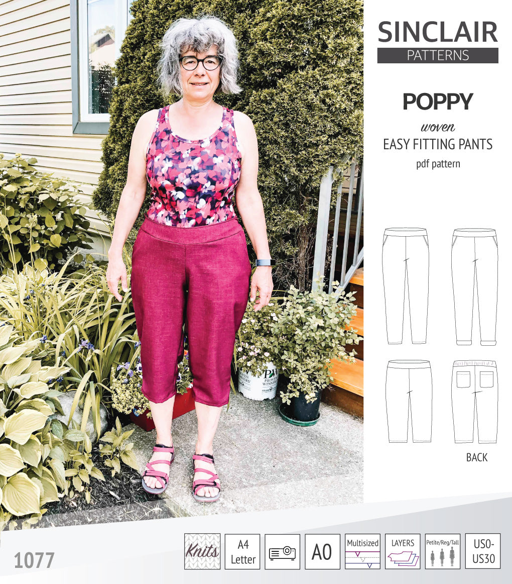 Poppy easy-fitting pants for woven fabrics (PDF)