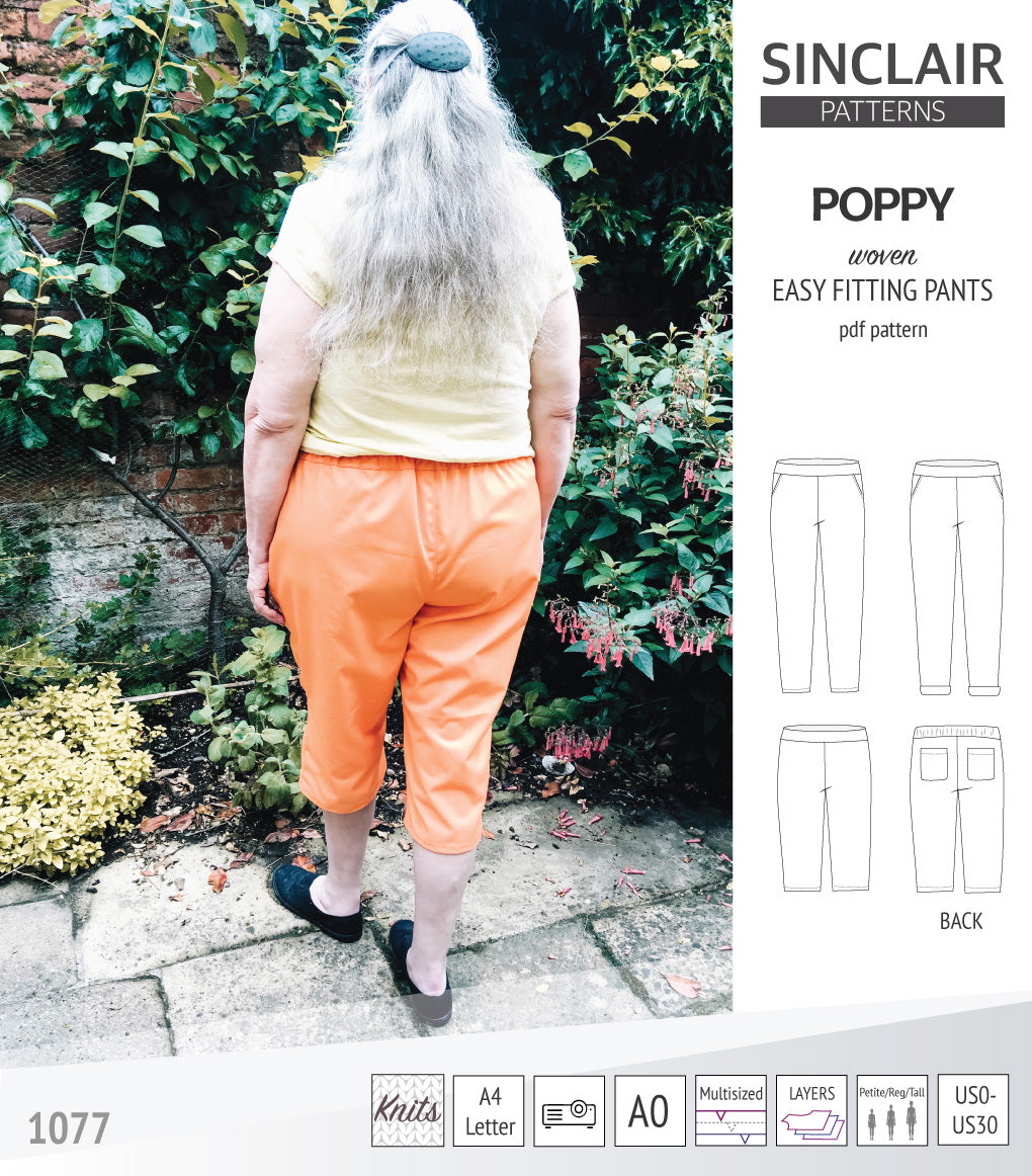 Poppy easy-fitting pants for woven fabrics (PDF)