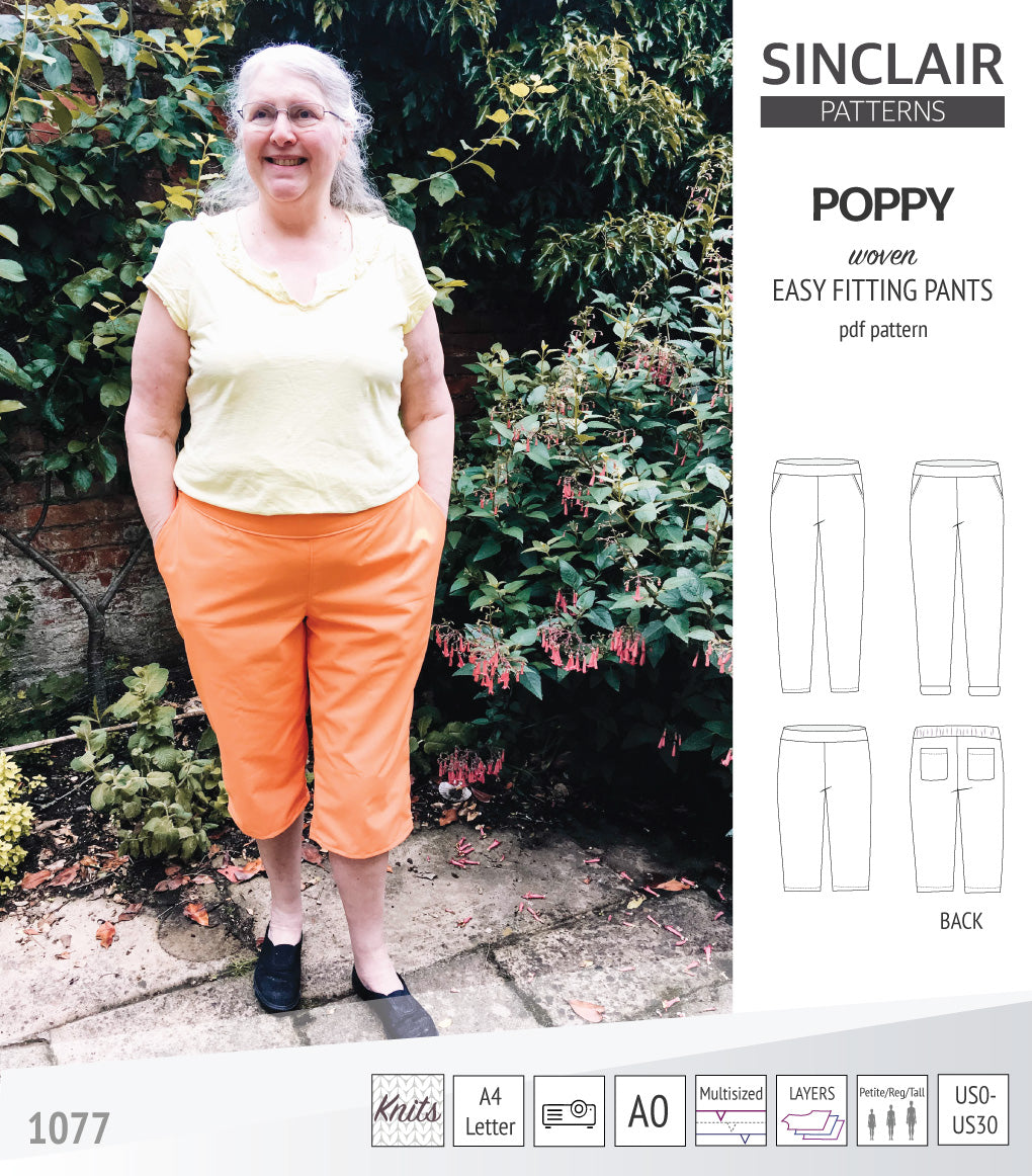 Poppy easy-fit pants for woven fabrics (PDF)