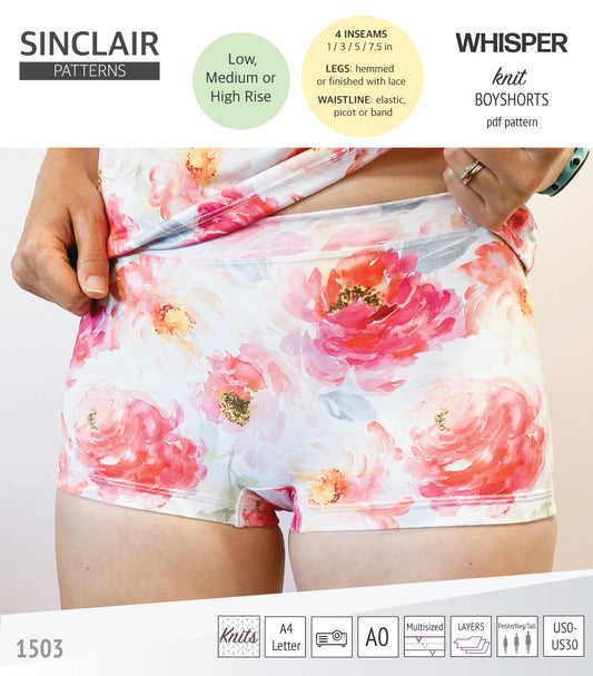 Whisper no front seam boyshorts with various inseams (PDF)