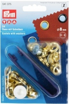 Prym eyelets with washers 8 mm (24 pieces) - Gold