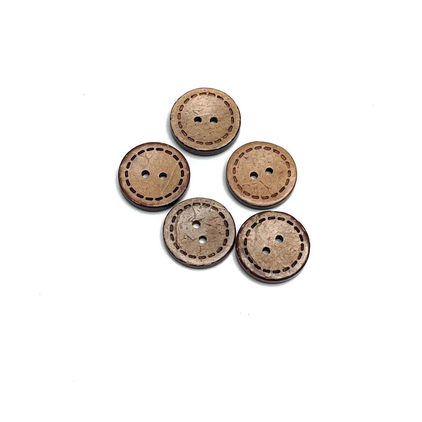 Sewing effect 2-hole round button 20 x 20 mm - Coconut button