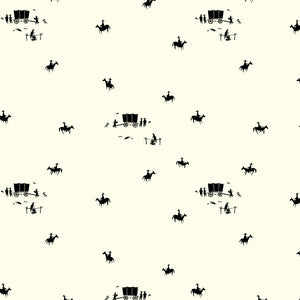 Chevaux et buggie - Birch Fabrics- Popeline imprimée biologique