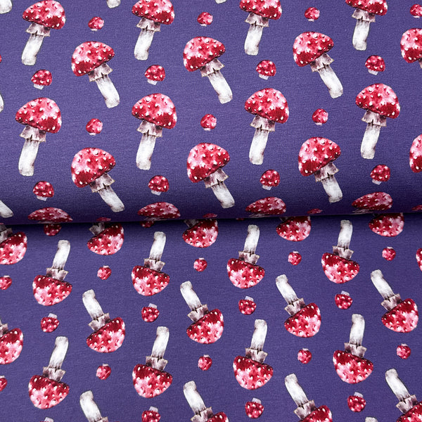 Purple Mushrooms - Printed French Terry