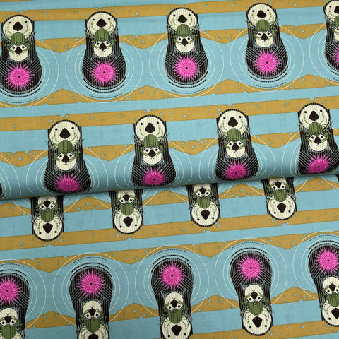 Family Otters - Birch Fabrics - Organic Printed Poplin