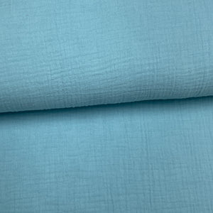 Bleu pâle - Mousseline de coton double gaze